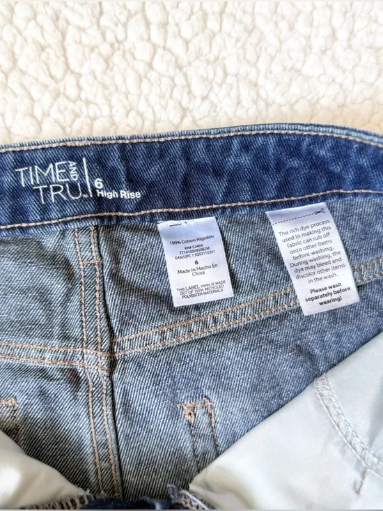 Time and Tru Dark Blue Distressed Denim Shorts - Picture 3 of 6